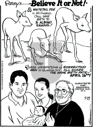 Ripley's Believe It or Not on Friday July 19, 2002 Comic Strip