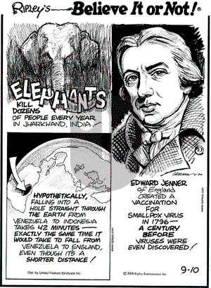 Ripley's Believe It or Not on Wednesday September 10, 2008 Comic Strip