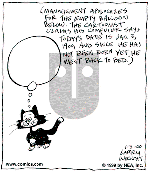 Kit 'N' Carlyle on Monday January 3, 2000 Comic Strip