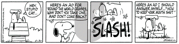 Peanuts on Monday May 30, 1977 Comic Strip