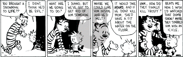 Calvin and Hobbes - Wednesday January 2, 1991 Comic Strip