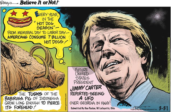 Ripley's Believe It or Not on Sunday March 31, 2013 Comic Strip
