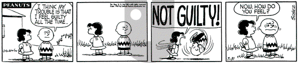 Peanuts on Wednesday July 31, 1957 Comic Strip