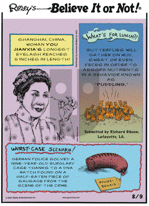 Ripley's Believe It or Not on Monday August 9, 2021 Comic Strip