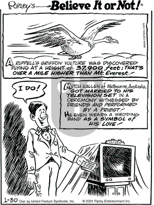 Ripley's Believe It or Not on Tuesday January 30, 2001 Comic Strip