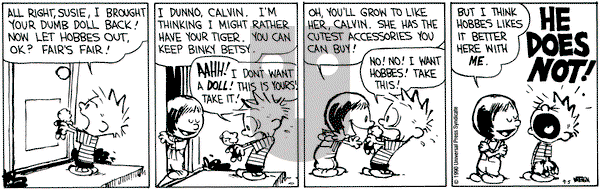 Calvin and Hobbes on Wednesday September 5, 1990 Comic Strip