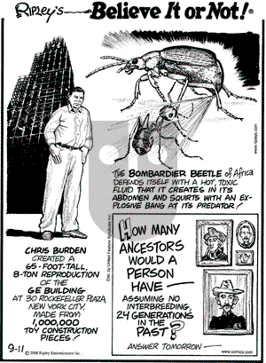 Ripley's Believe It or Not on Thursday September 11, 2008 Comic Strip