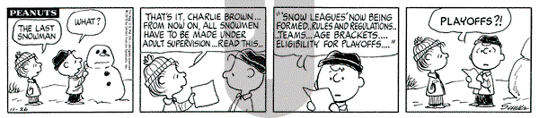 Peanuts on Monday November 26, 1973 Comic Strip