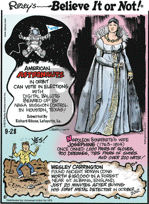 Ripley's Believe It or Not on Saturday September 28, 2013 Comic Strip