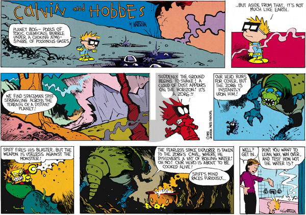 Calvin and Hobbes on Sunday January 31, 1988 Comic Strip