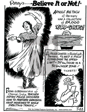 Ripley's Believe It or Not on Monday July 22, 2002 Comic Strip