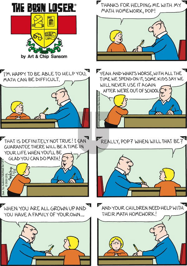 The Born Loser on Sunday January 12, 2020 Comic Strip