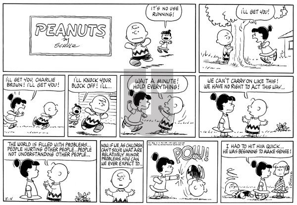 Peanuts on Sunday August 4, 1963 Comic Strip