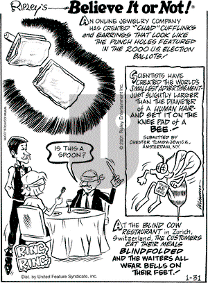 Ripley's Believe It or Not on Wednesday January 31, 2001 Comic Strip