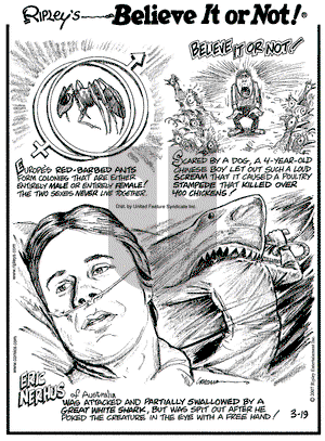 Ripley's Believe It or Not on Monday March 19, 2007 Comic Strip