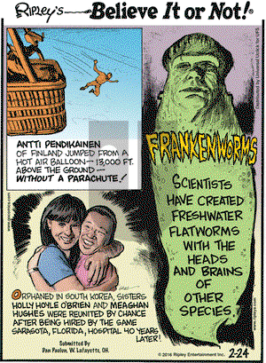 Ripley's Believe It or Not on Wednesday February 24, 2016 Comic Strip