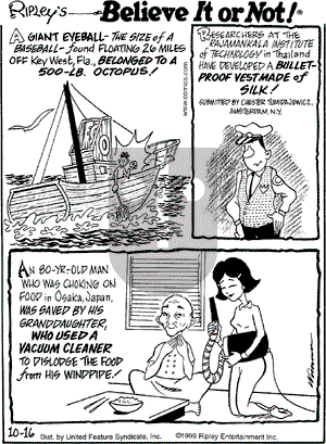 Ripley's Believe It or Not on Saturday October 16, 1999 Comic Strip