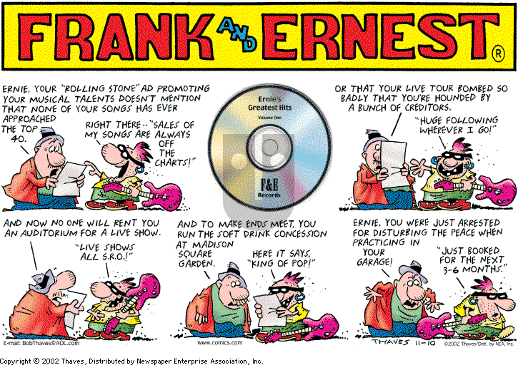 Frank and Ernest on Sunday November 10, 2002 Comic Strip