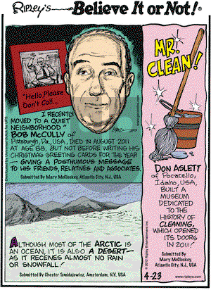 Ripley's Believe It or Not on Monday April 23, 2012 Comic Strip