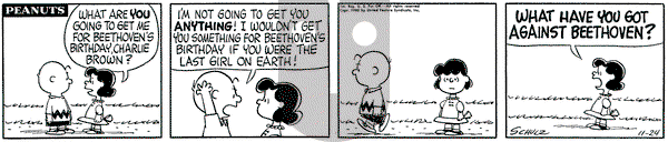 Peanuts on Thursday November 24, 1960 Comic Strip