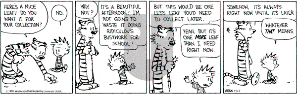 Calvin and Hobbes on Wednesday October 7, 2015 Comic Strip