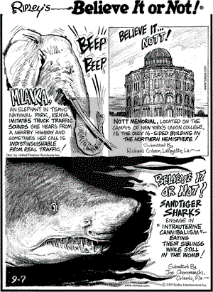 Ripley's Believe It or Not on Wednesday September 7, 2005 Comic Strip