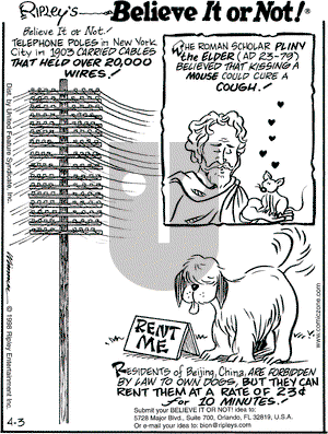 Ripley's Believe It or Not on Friday April 3, 1998 Comic Strip