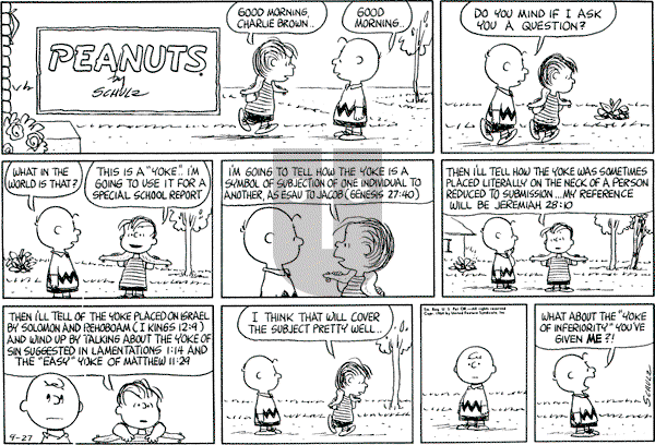 Peanuts - Sunday September 27, 1964 Comic Strip
