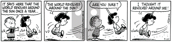 Peanuts on Saturday September 27, 1986 Comic Strip