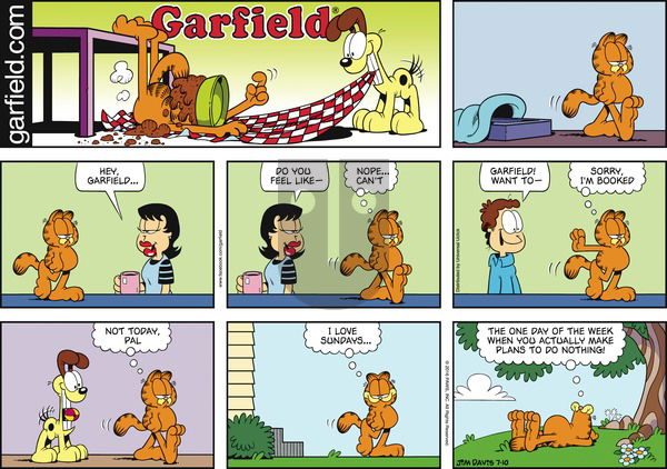 Garfield on Sunday July 10, 2016 Comic Strip