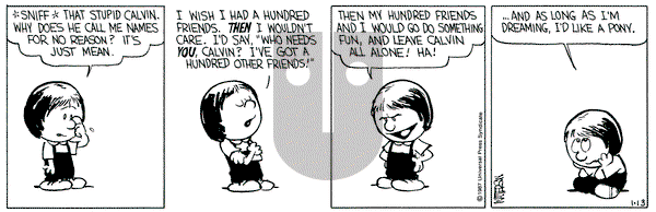 Calvin and Hobbes on Tuesday January 13, 1987 Comic Strip