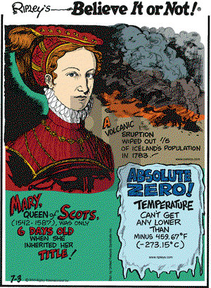 Ripley's Believe It or Not on Saturday July 3, 2010 Comic Strip