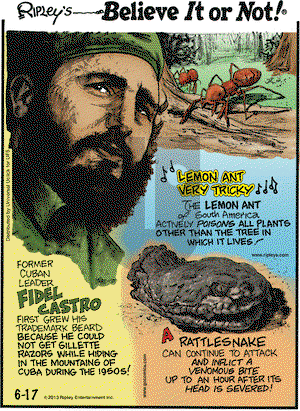 Ripley's Believe It or Not on Monday June 17, 2013 Comic Strip