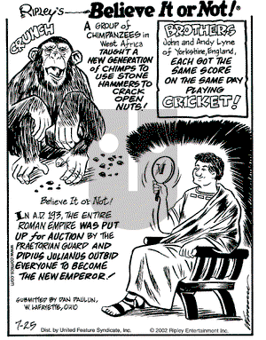 Ripley's Believe It or Not on Thursday July 25, 2002 Comic Strip