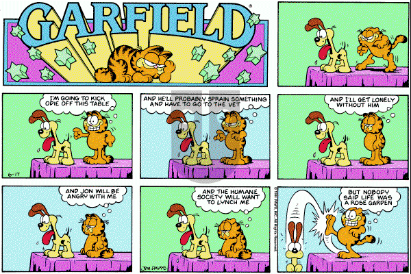 Garfield on Sunday June 17, 1984 Comic Strip