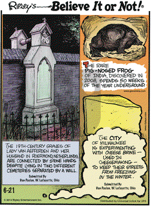 Ripley's Believe It or Not on Saturday June 21, 2014 Comic Strip