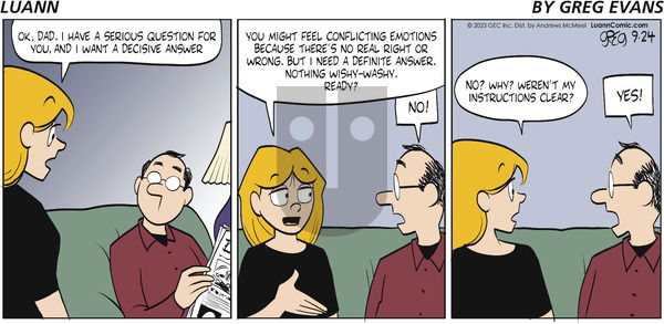 Luann - Sunday September 24, 2023 Comic Strip