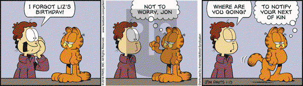 Garfield on Saturday January 13, 2018 Comic Strip