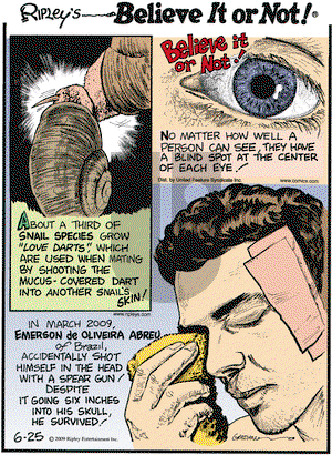 Ripley's Believe It or Not on Thursday June 25, 2009 Comic Strip