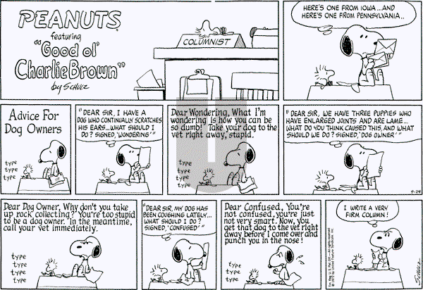 Peanuts - Sunday September 24, 1972 Comic Strip