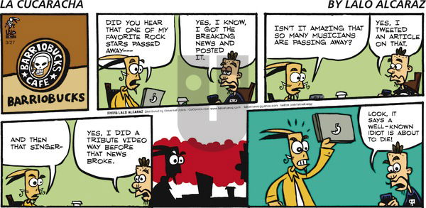 La Cucaracha on Sunday March 27, 2016 Comic Strip