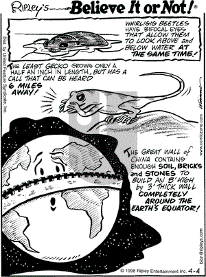 Ripley's Believe It or Not on Saturday April 4, 1998 Comic Strip