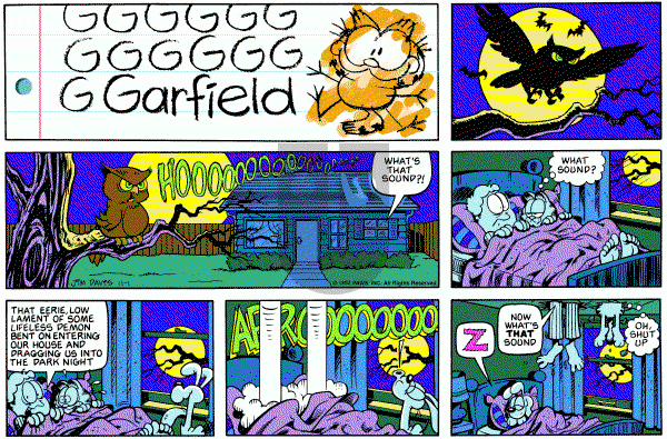 Garfield on Sunday November 1, 1992 Comic Strip