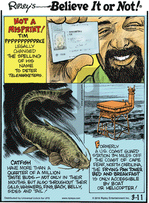 Ripley's Believe It or Not on Friday March 11, 2016 Comic Strip