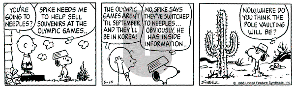 Peanuts on Friday June 10, 1988 Comic Strip