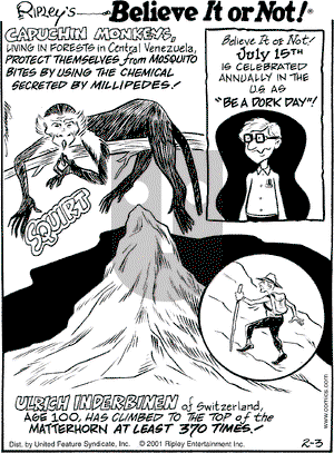 Ripley's Believe It or Not on Saturday February 3, 2001 Comic Strip