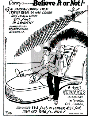 Ripley's Believe It or Not on Friday July 26, 2002 Comic Strip