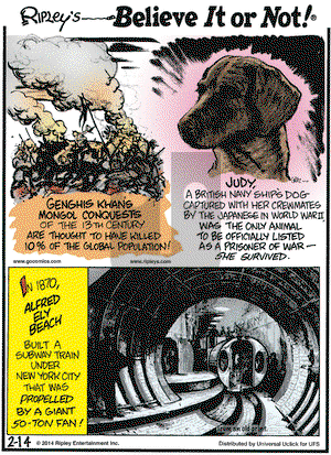 Ripley's Believe It or Not on Friday February 14, 2014 Comic Strip