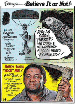 Ripley's Believe It or Not on Wednesday January 8, 2014 Comic Strip