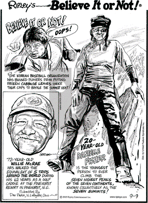 Ripley's Believe It or Not on Friday September 9, 2005 Comic Strip